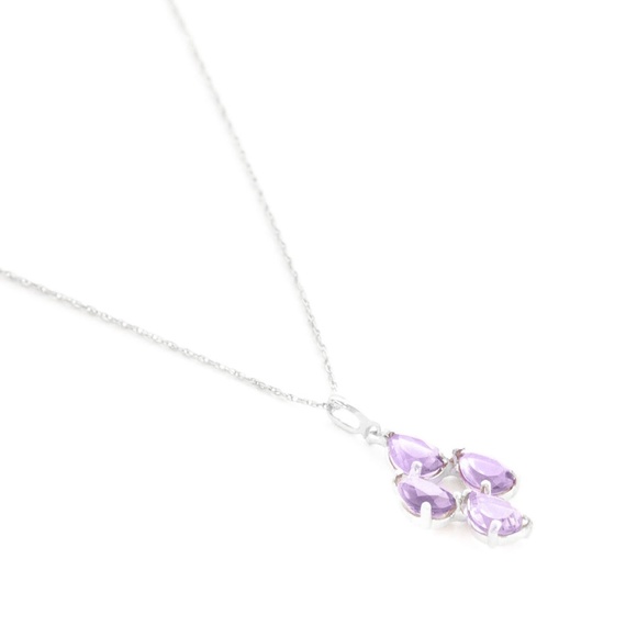 14K. SOLID GOLD NECKLACE WITH NATURAL AMETHYSTS (White Gold) - Picture 4 of 7